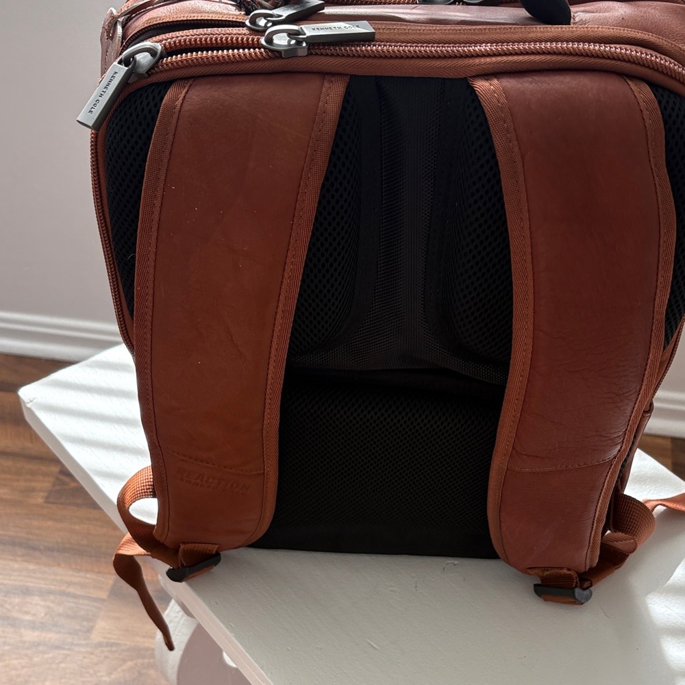 Kenneth Cole Tan Leather Backpack - Picture 3 of 7